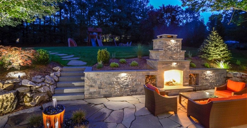 Outdoor Fireplace Creates Ambience