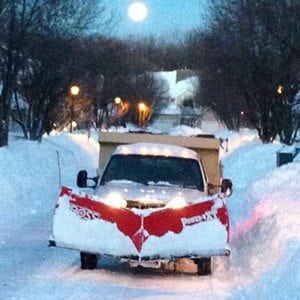 Snow Plow after Heavy Snowfall