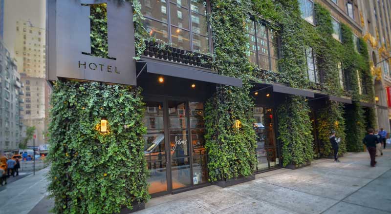 The Green Wall of 1 Hotel in New York City