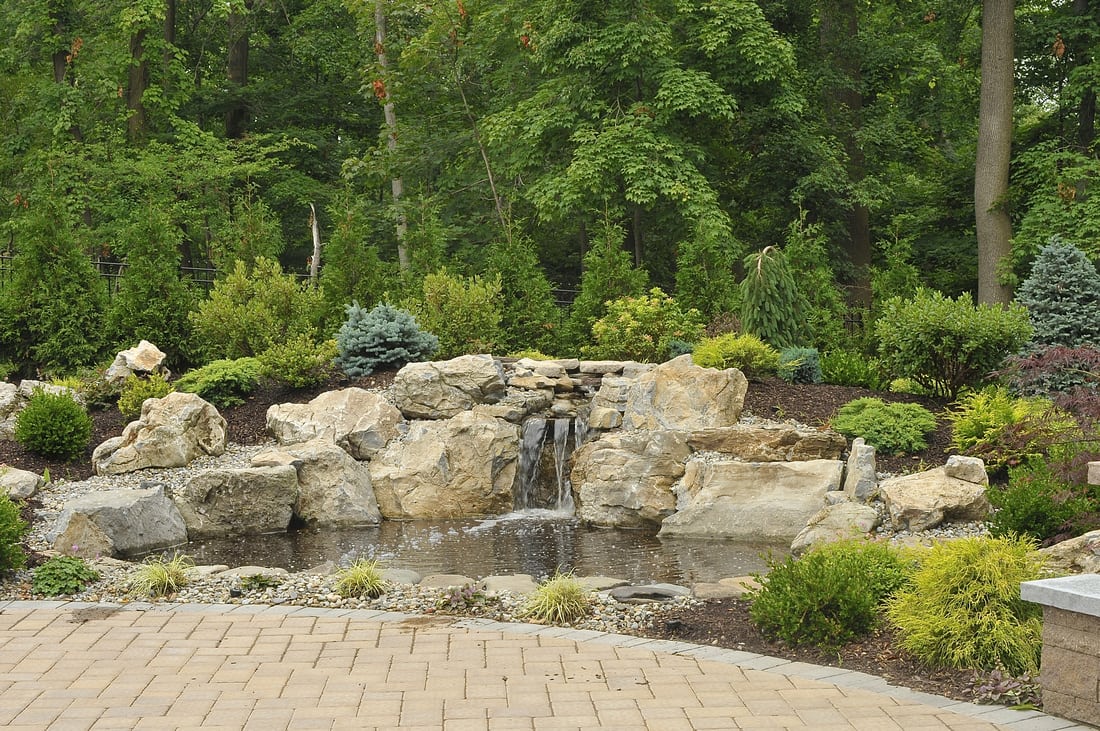 waterfall hardscaping pond landscaping