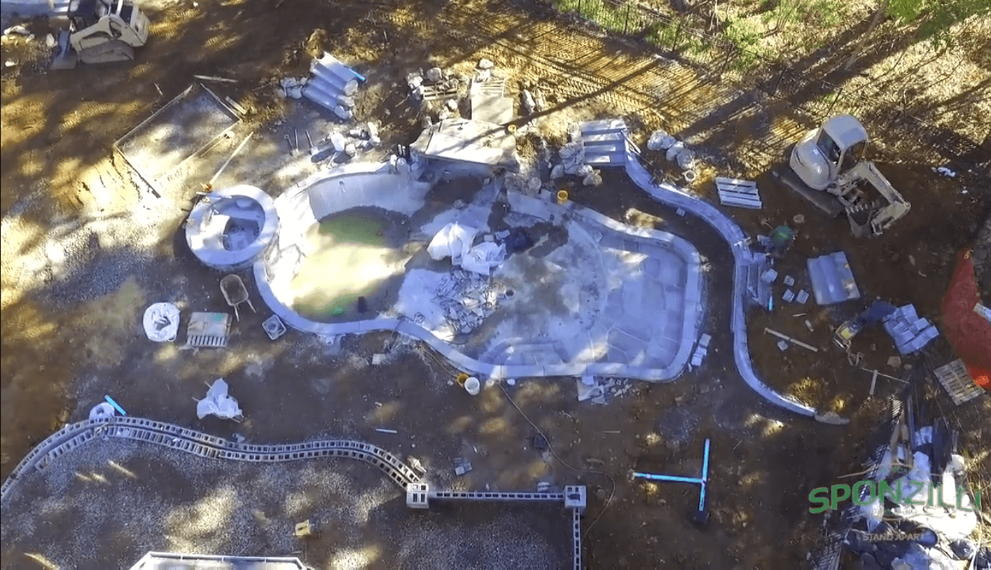 Aerial View of Landscape Design Project Under Construction