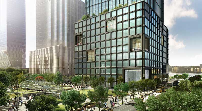 A view of the landscaping at the Hudson Yards project in New York City