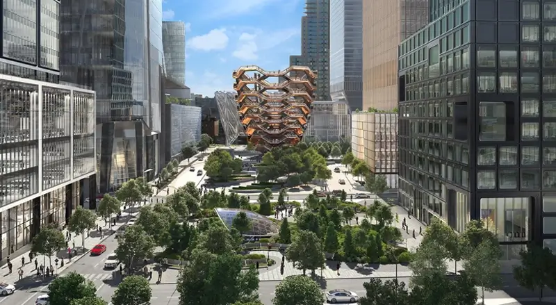 Long view of Hudson Yards Public Square
