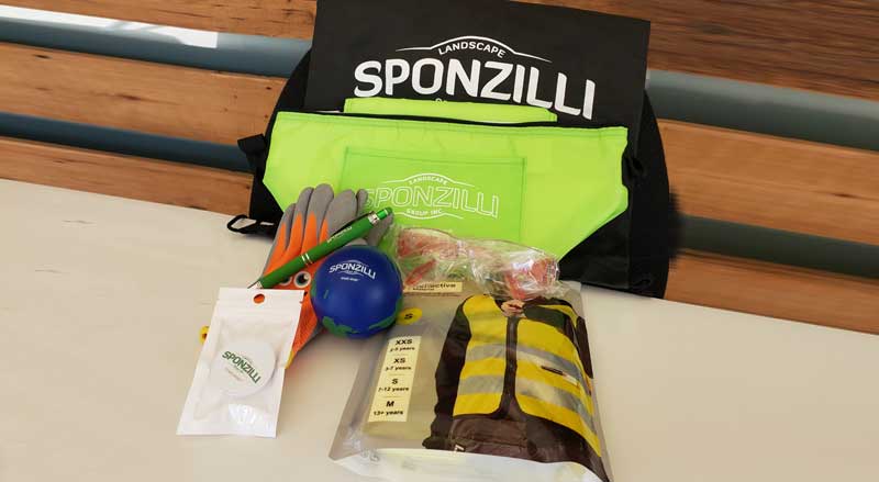 Safety gear package that participating students received before planting a tree on Arbor Day
