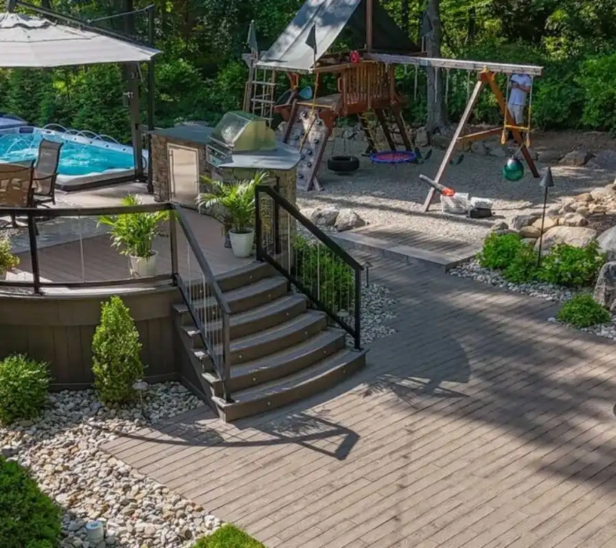 Backyard Deck Installation with Outdoor Kitchen
