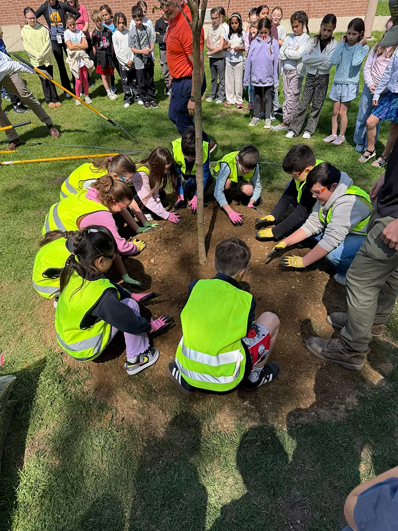 Hands-on learning in action—students participate in tree planting during Arbor Day 2026 in North Caldwell, NJ.