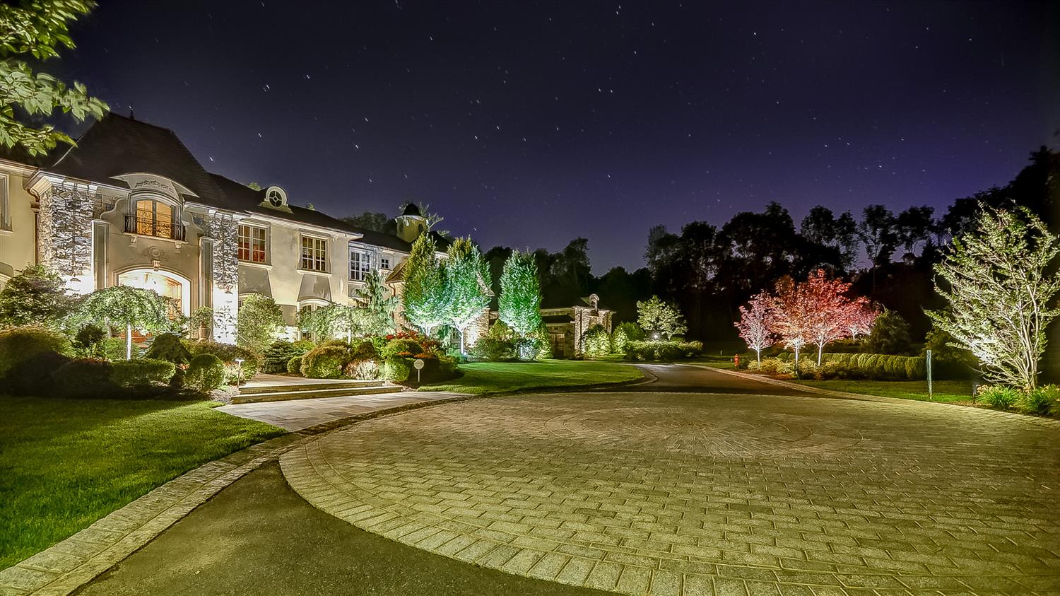 Side View of Stunning Residential Landscape Lighting