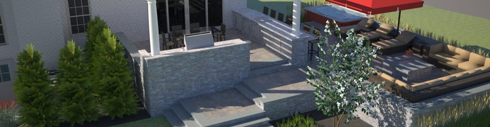 3-D Landscape Design Plan of Porch and Terrace