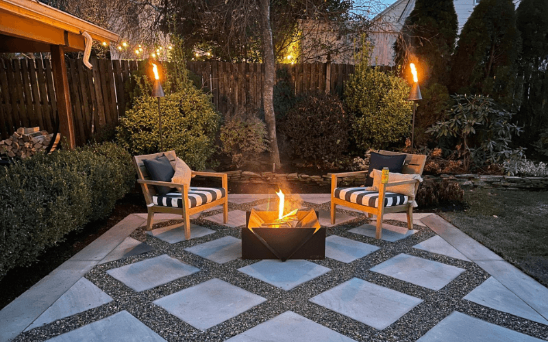 fire-pit-feature Cozy patio with simple firepit and seating